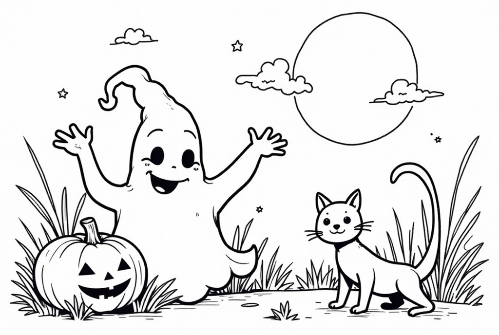 halloween mit geist Malvorlage halloween mit geist