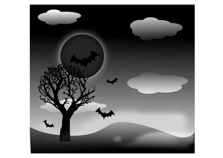 Malvorlage halloweenlandschaft