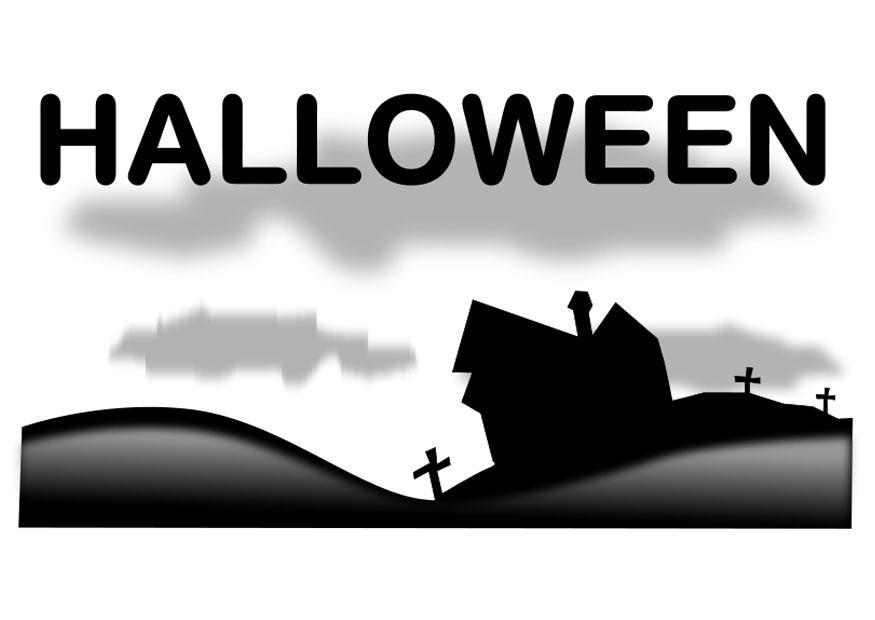 Malvorlage halloweenlandschaft