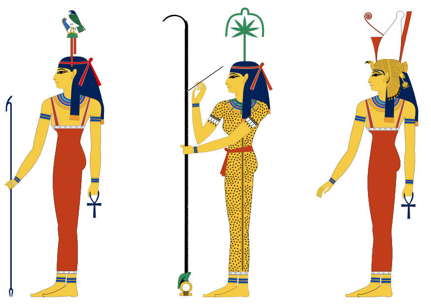 hathor, seschat und mut Bild hathor, seschat und mut