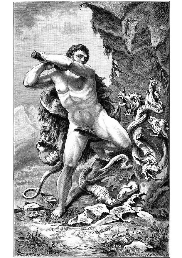 Malvorlage hercules und die schlange