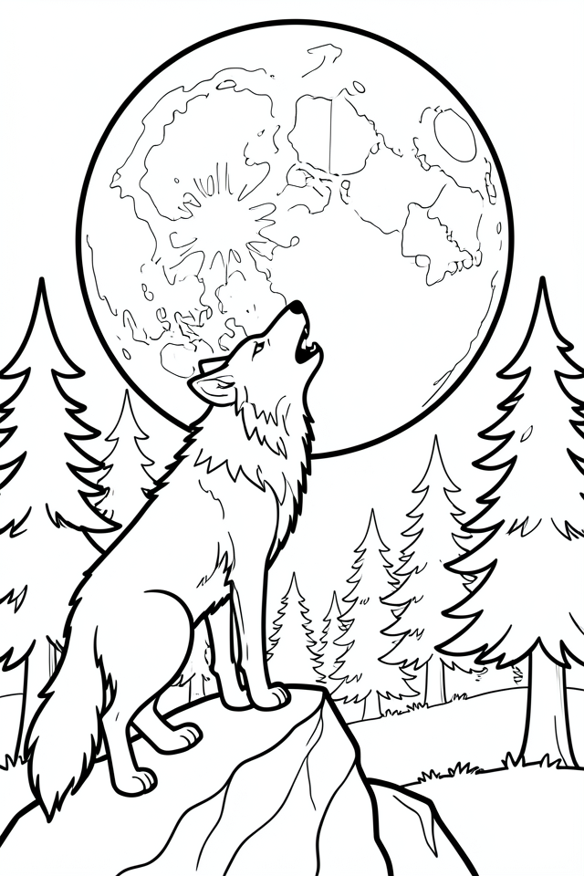 heulender wolf auf einem felsen Malvorlage heulender wolf auf einem felsen