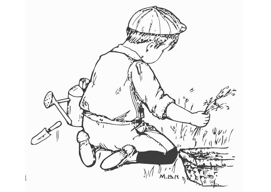 Malvorlage im garten arbeiten