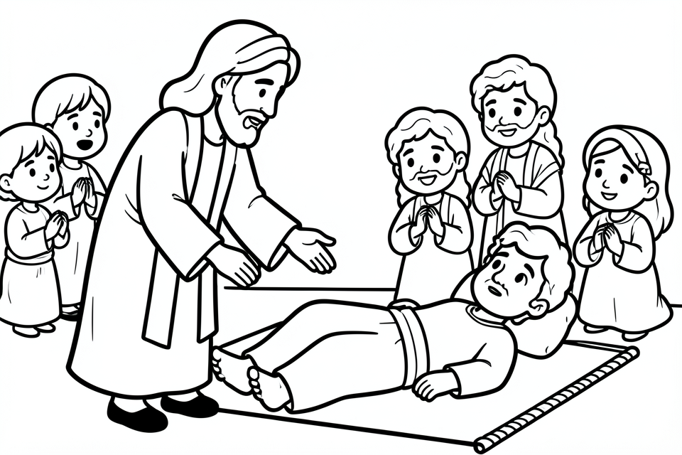 jesus heilt einen gelA¤hmten Malvorlage jesus heilt einen gelA¤hmten