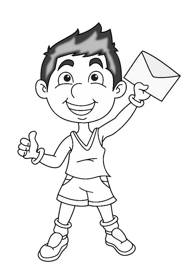 junge mit brief Malvorlage junge mit brief