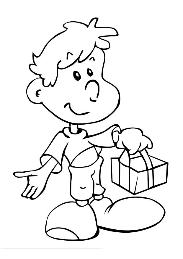 junge mit geschenk Malvorlage junge mit geschenk