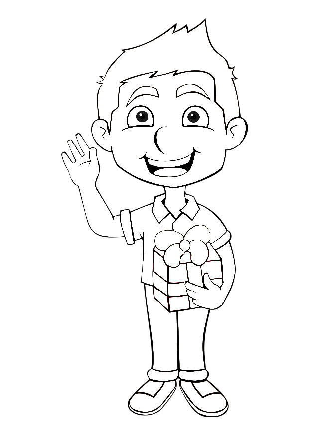 junge mit geschenk Malvorlage junge mit geschenk