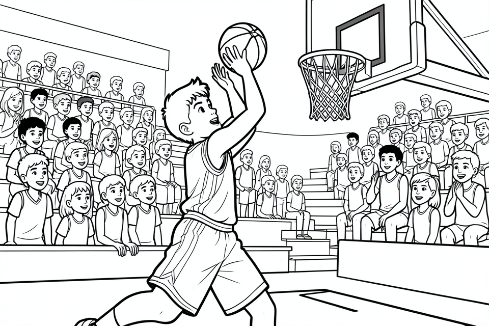 junge spielt basketball Malvorlage junge spielt basketball