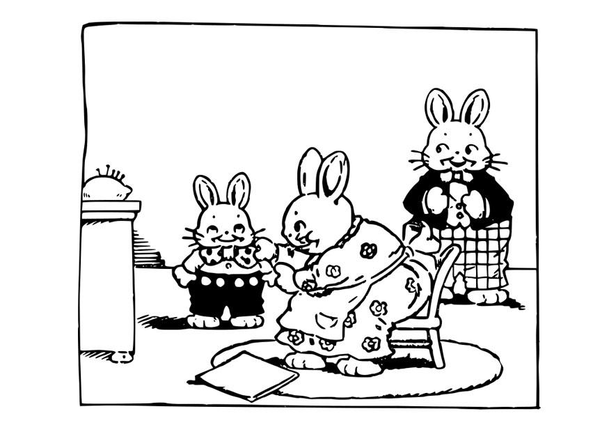 Malvorlage kaninchenfamilie