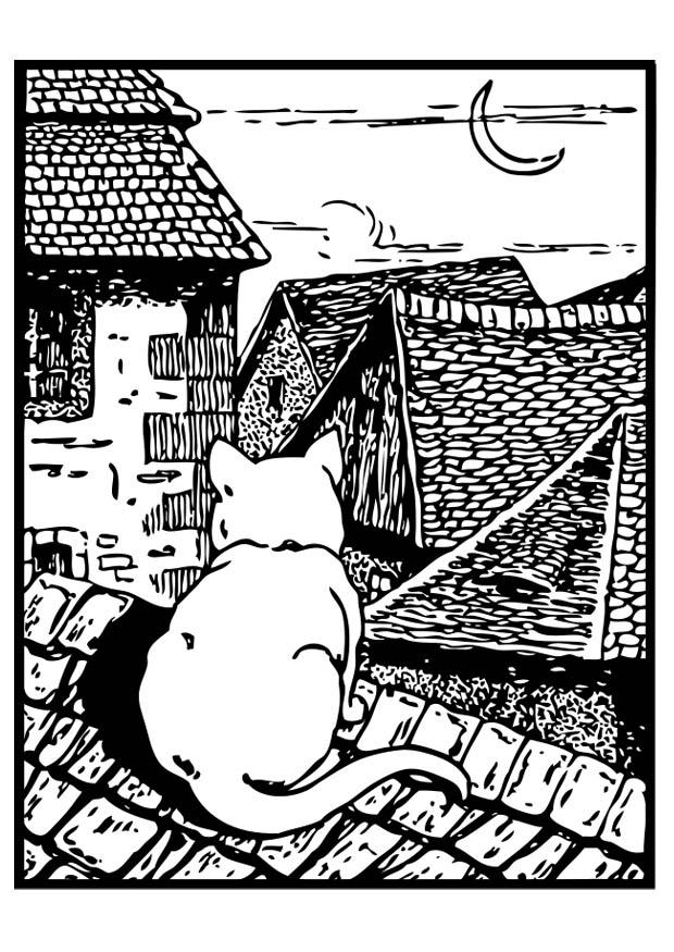 katze auf dem dach Malvorlage katze auf dem dach