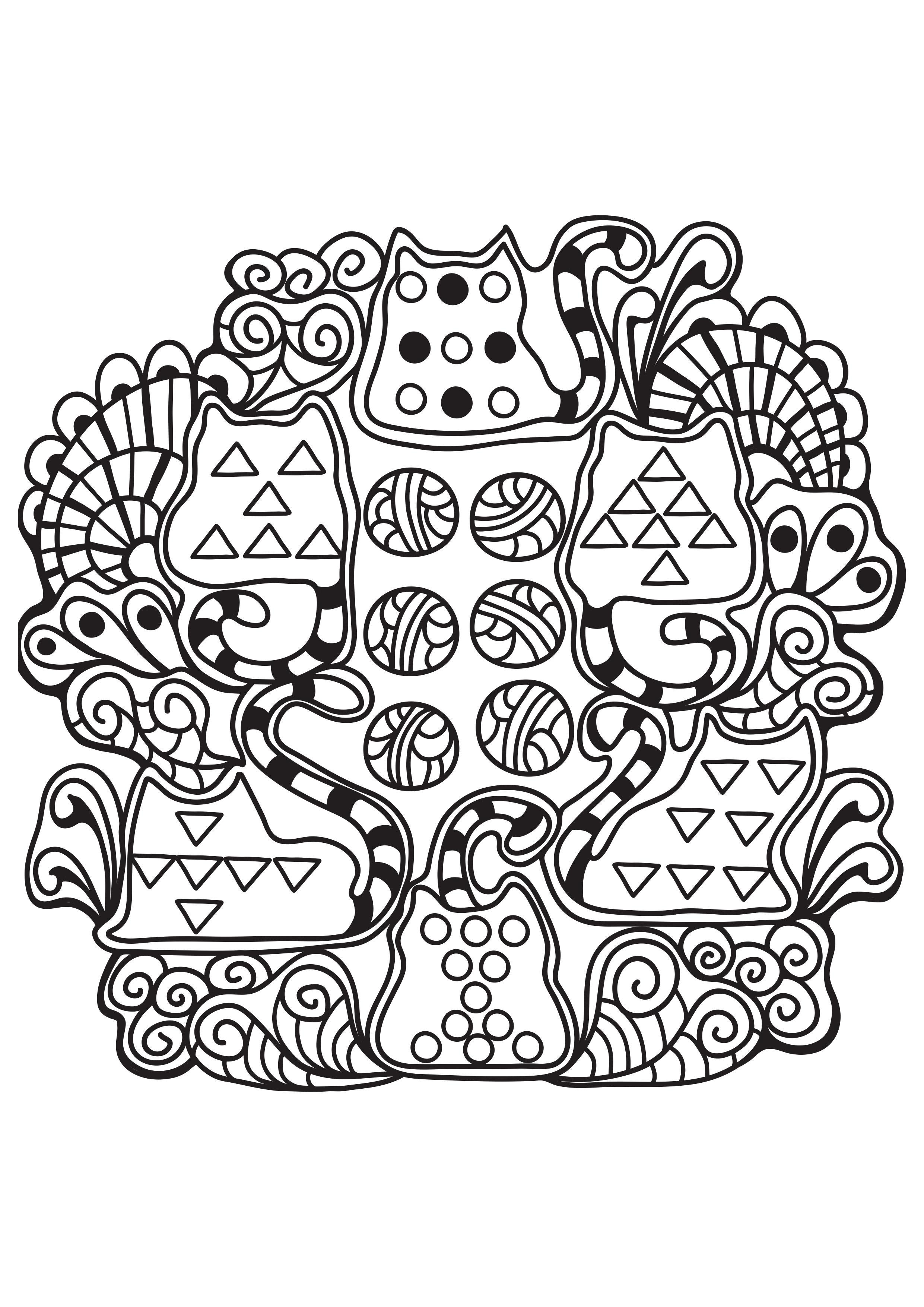 katzen mandala Malvorlage katzen mandala