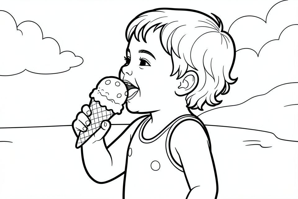 kind isst eiscreme Malvorlage kind isst eiscreme