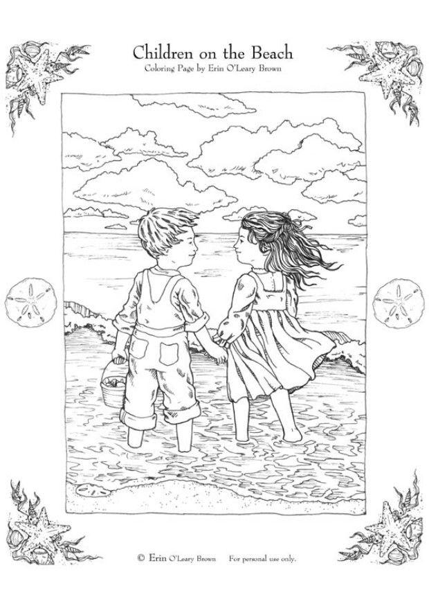 kinder am strand Malvorlage kinder am strand