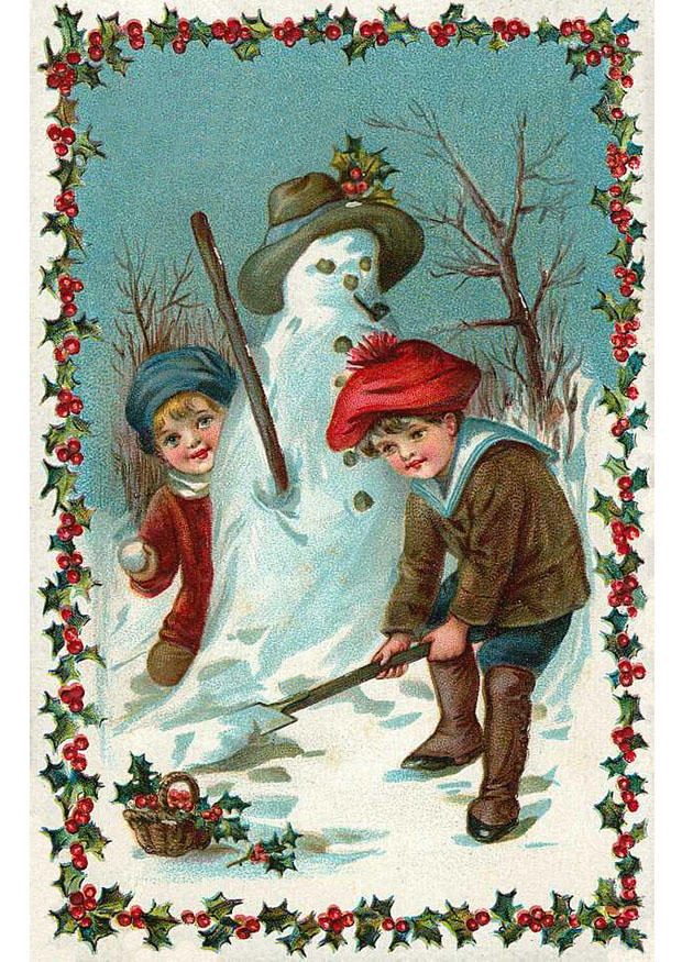 kinder bauen einen schneemann Bild kinder bauen einen schneemann