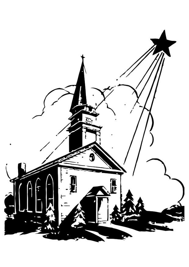 Malvorlage kirche mit weihnachtsstern