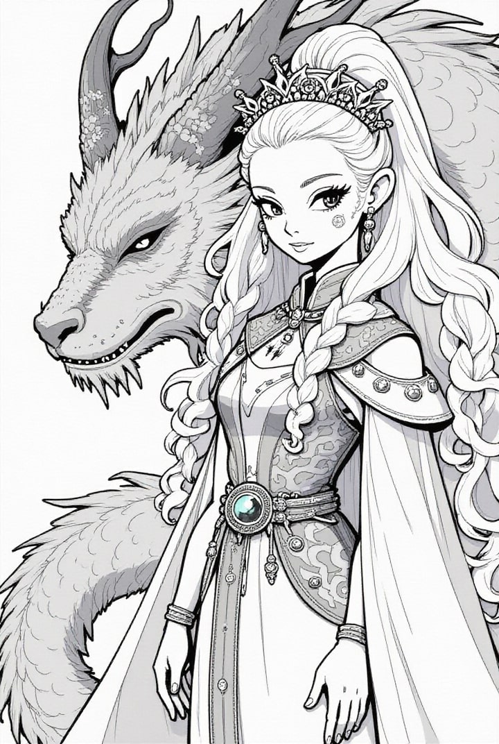 kriegerprinzessin mit ihrem drachen Malvorlage kriegerprinzessin mit ihrem drachen