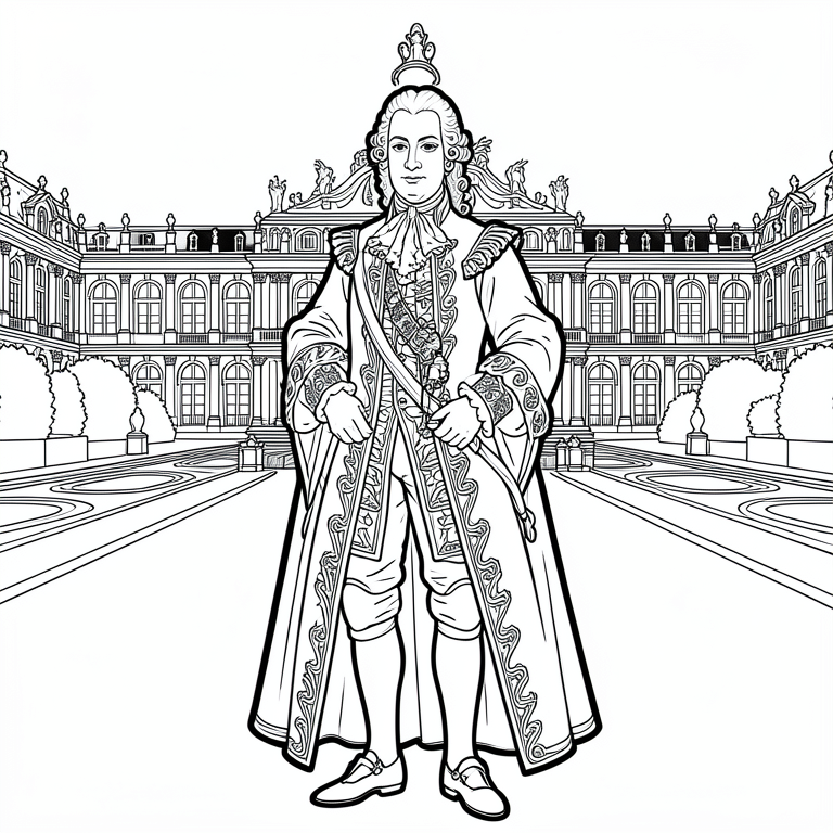 ludwig xiv. vor seinem schloss versailles Malvorlage ludwig xiv. vor seinem schloss versailles