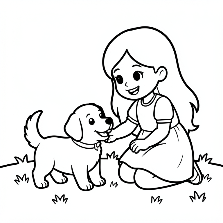 mA¤dchen spielt mit hund Malvorlage mA¤dchen spielt mit hund