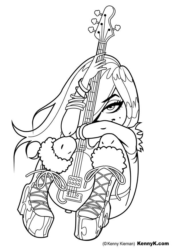 mA¤dchen mit gitarre Malvorlage mA¤dchen mit gitarre