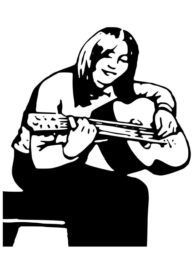 mA¤dchen mit gitarre Malvorlage mA¤dchen mit gitarre