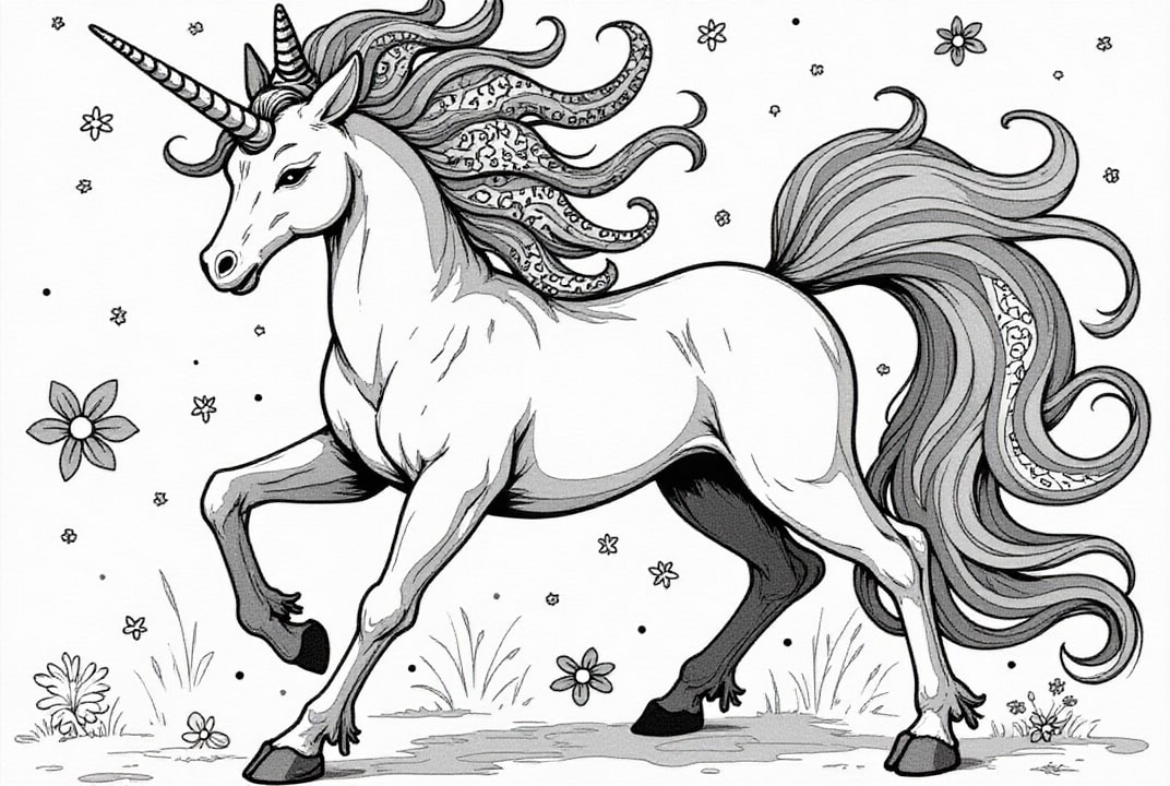 magisches einhorn auf der wiese Malvorlage magisches einhorn auf der wiese