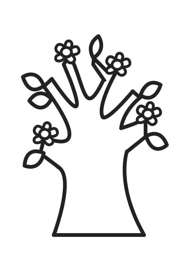 Malvorlage  baum mit blA¼ten im frA¼hling