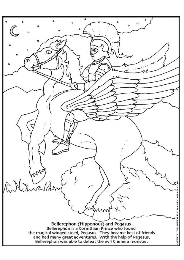 Malvorlage  bellerophon und pegasus