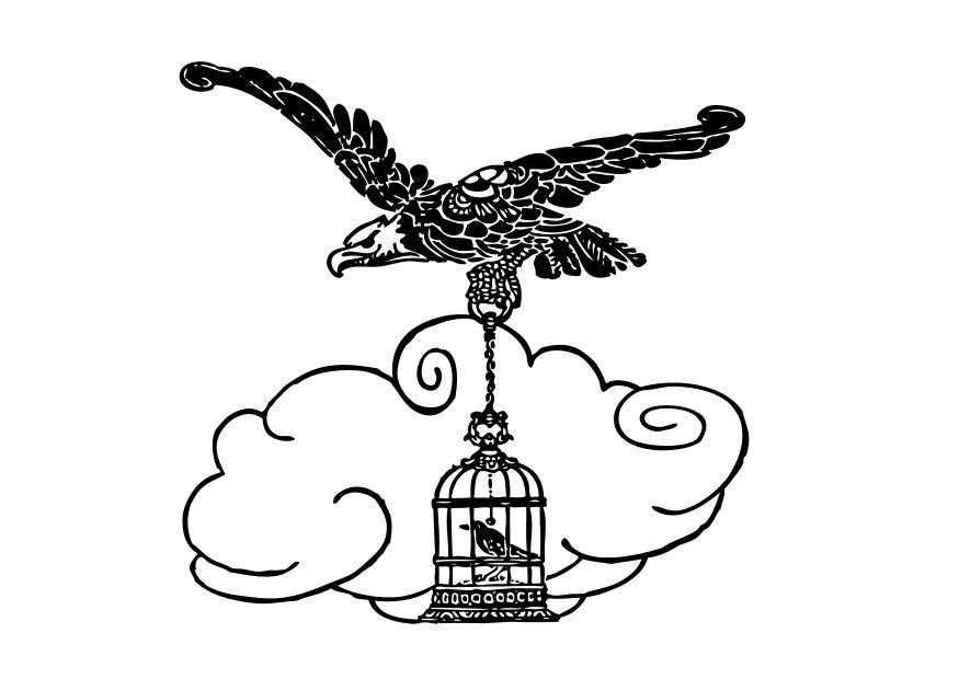 Malvorlage  der adler und die nachtigall