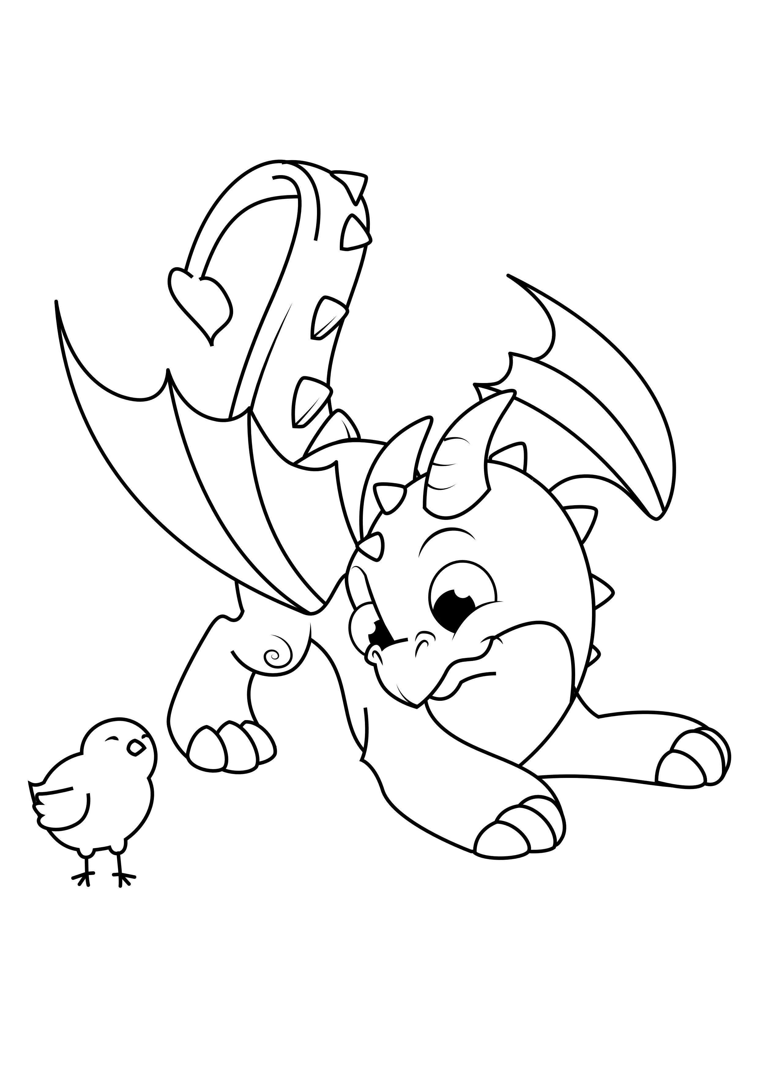 Malvorlage  drache spielt mit kA¼ken