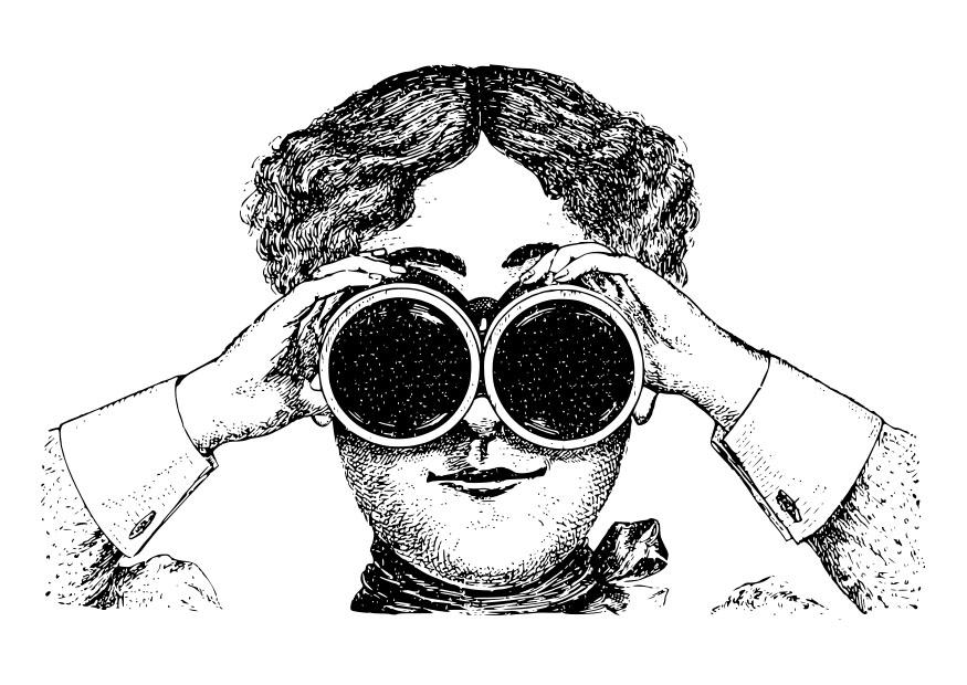 Malvorlage  durch ein fernglas sehen