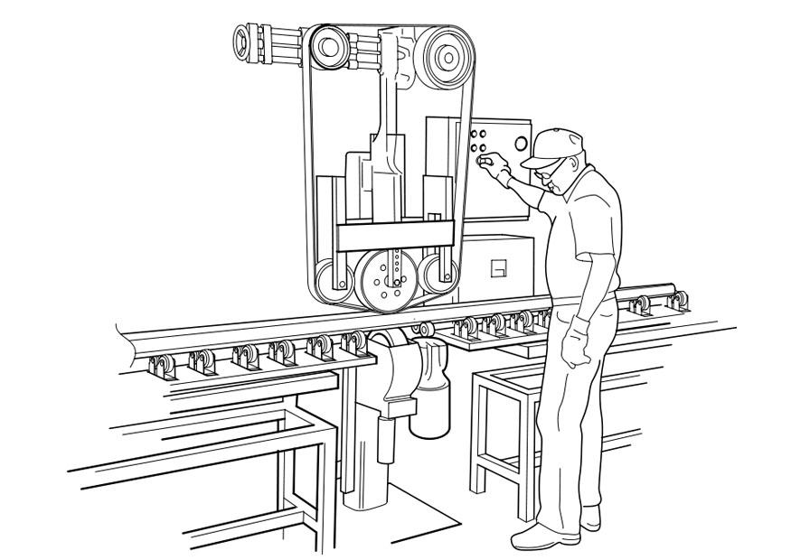 Malvorlage  eine maschine bedienen