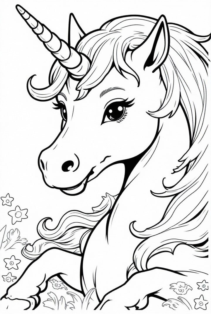 Malvorlage  einhorn auf der wiese