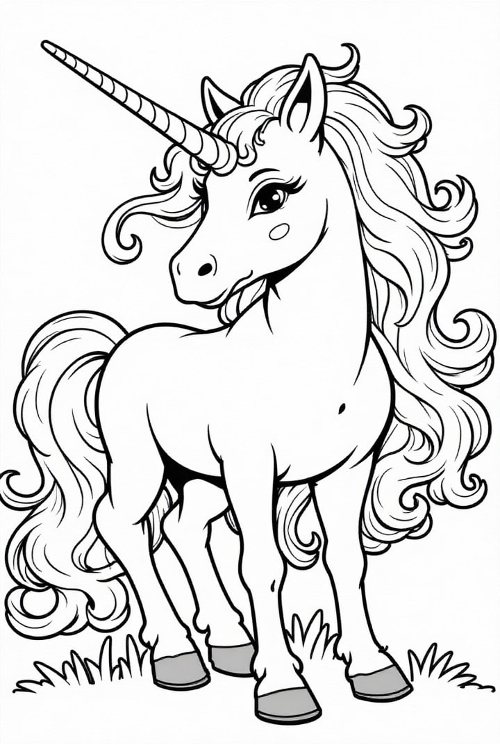 Malvorlage  einhorn auf der wiese