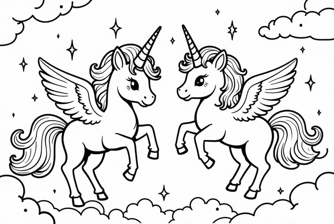 Malvorlage  einhorn freunde