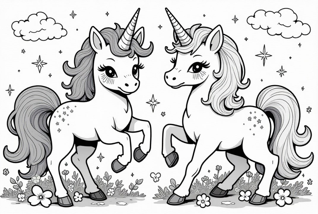 Malvorlage  einhorn freundschaft