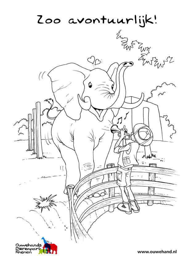 Malvorlage  elefant im zoo