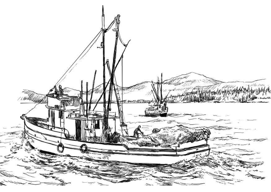 Malvorlage  fischerboot