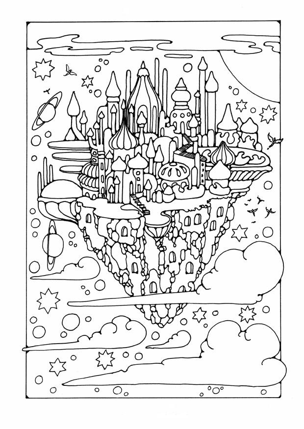 Malvorlage  fliegende stadt