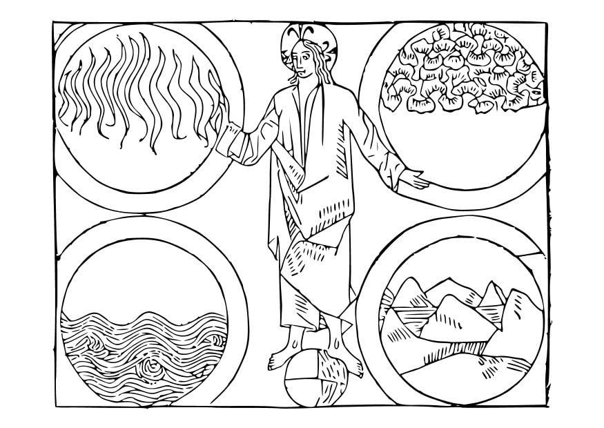 Malvorlage  gott und die 4 elemente