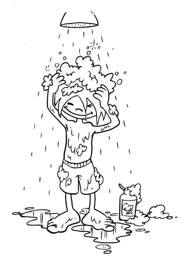 Malvorlage  haare waschen