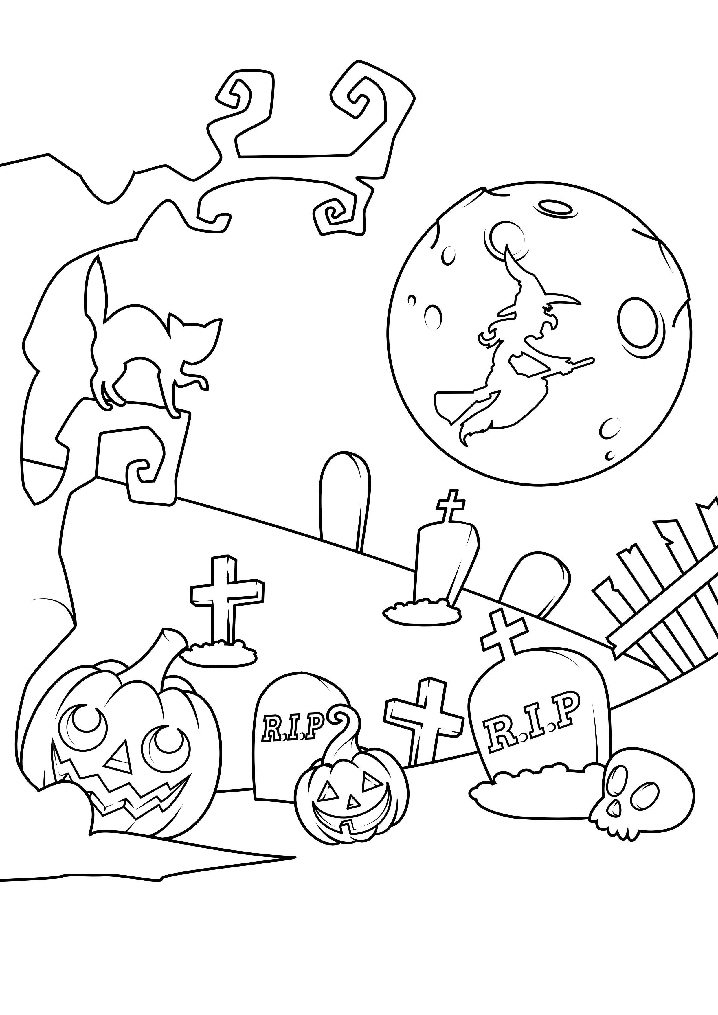Malvorlage  halloween-friedhof