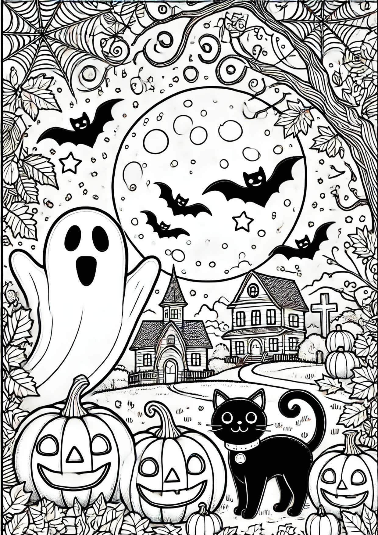 Malvorlage  halloween-landschaft