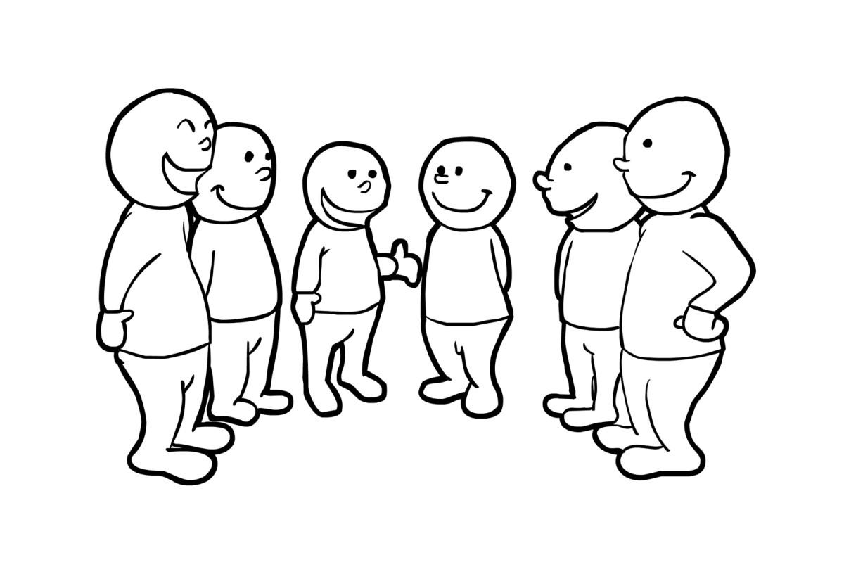 Malvorlage  in der gruppe sprechen