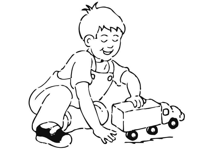Malvorlage  junge mit auto