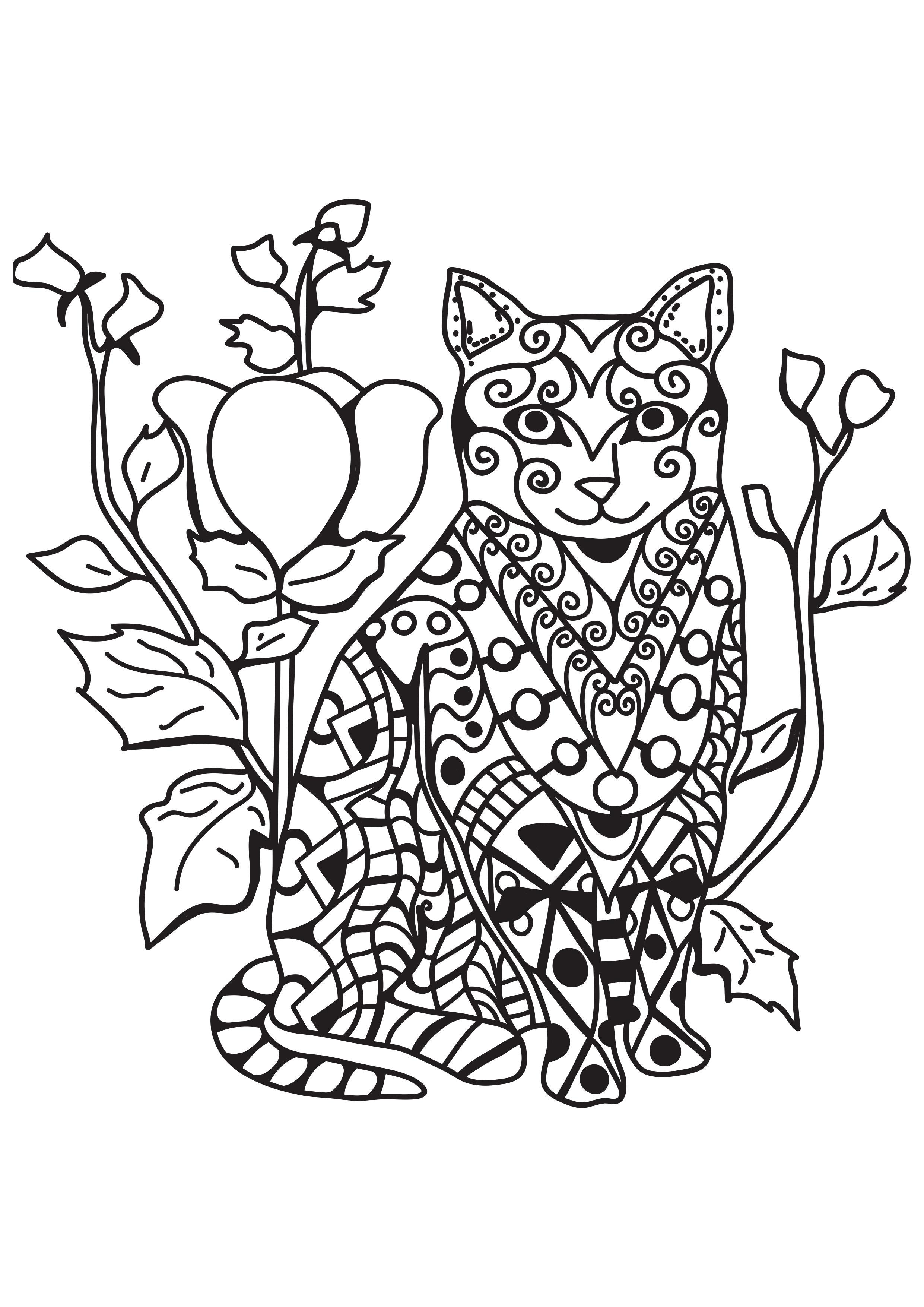 Malvorlage  katze im garten