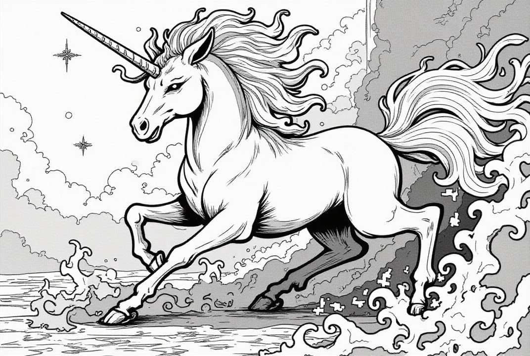 Malvorlage  kA¤mpfendes einhorn