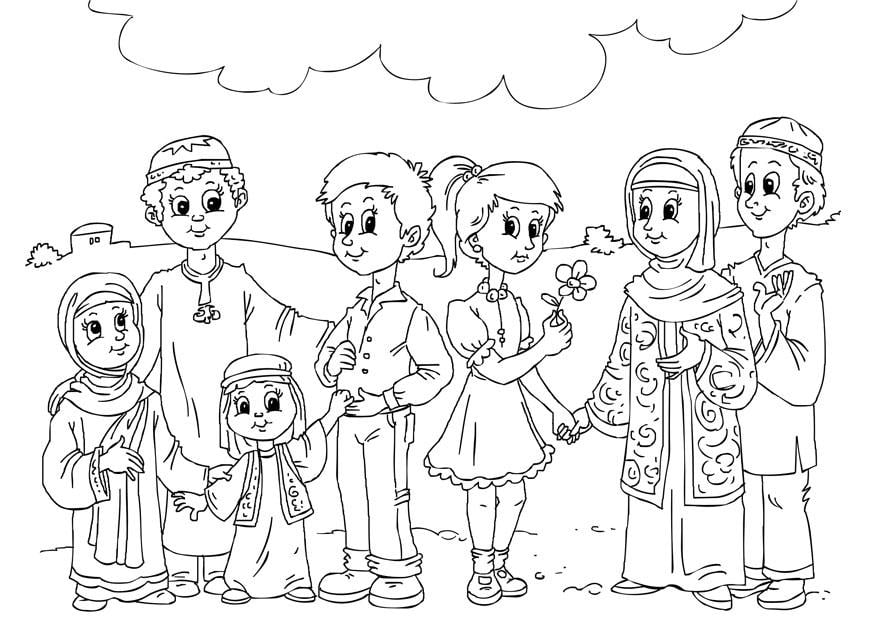 Malvorlage  kinder aus dem westen in muslimkultur