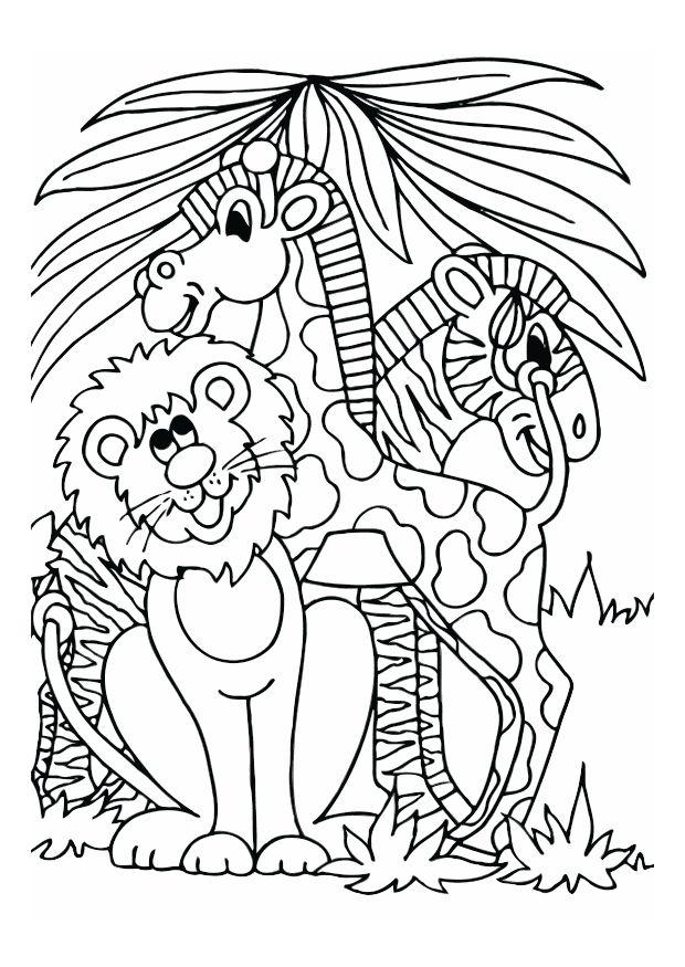 Malvorlage  lA¶we, giraffe und zebra