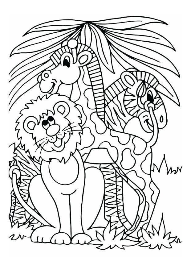 Malvorlage  lA¶we, giraffe und zebra