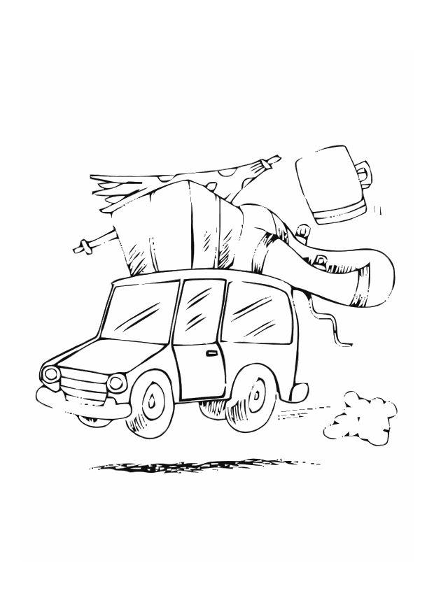 Malvorlage  mit dem auto im urlaub
